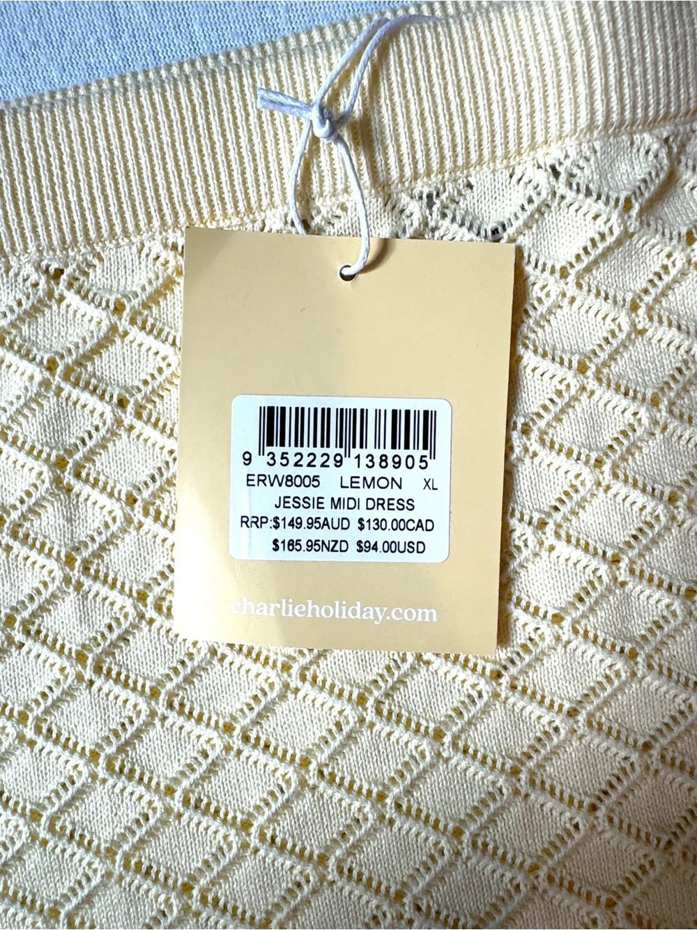 Charlie Holiday Jessie Knit Midi Skirt Yellow Pointelle Resort Vacation NWT - Picture 7 of 7